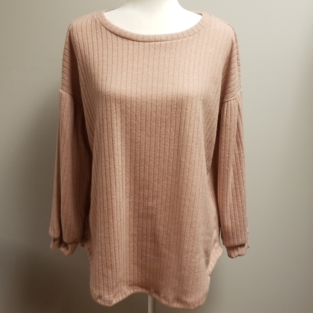 Pink Sparkle Ribbed Top
